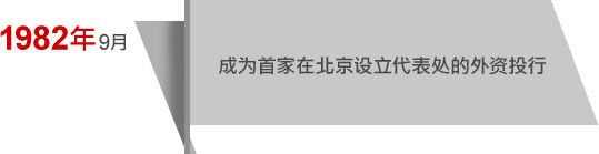 1982年9月 成为首家在北京设立代表处的外资投行