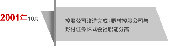 2001年10月 控股公司改造完成，野村控股公司与野村证券株式会社职能分离