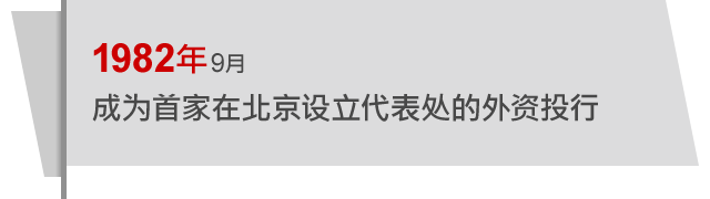 1982年9月 成为首家在北京设立代表处的外资投行